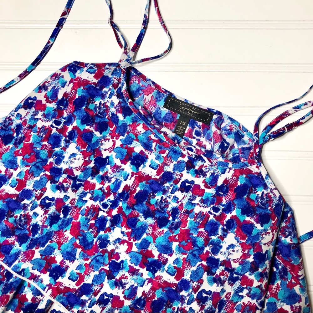 JESSICA SIMPSON Blue Watercolor Cutout Dress - Picture 6 of 10